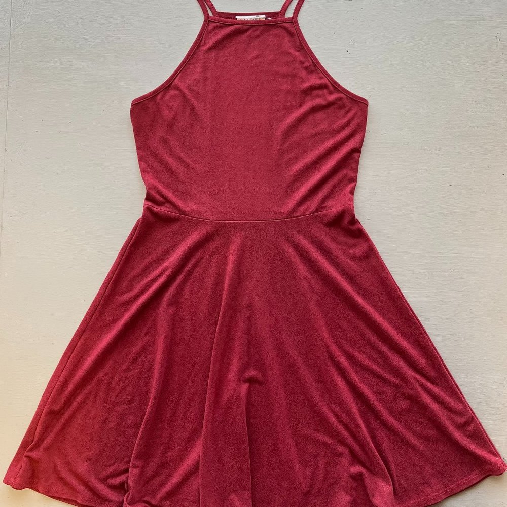 LA Hearts Velvet Red Skater Dress